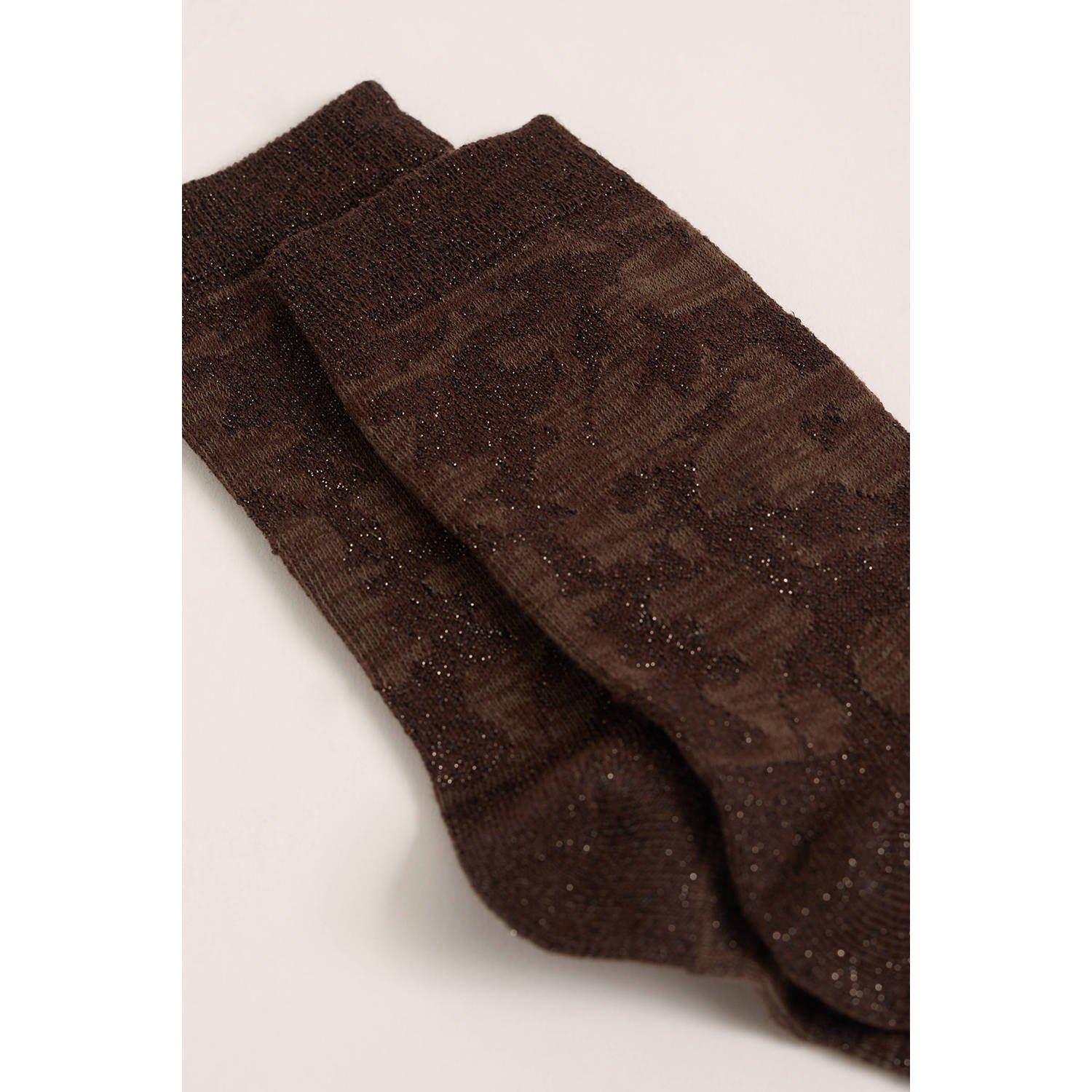 WE Fashion lurex sokken bruin