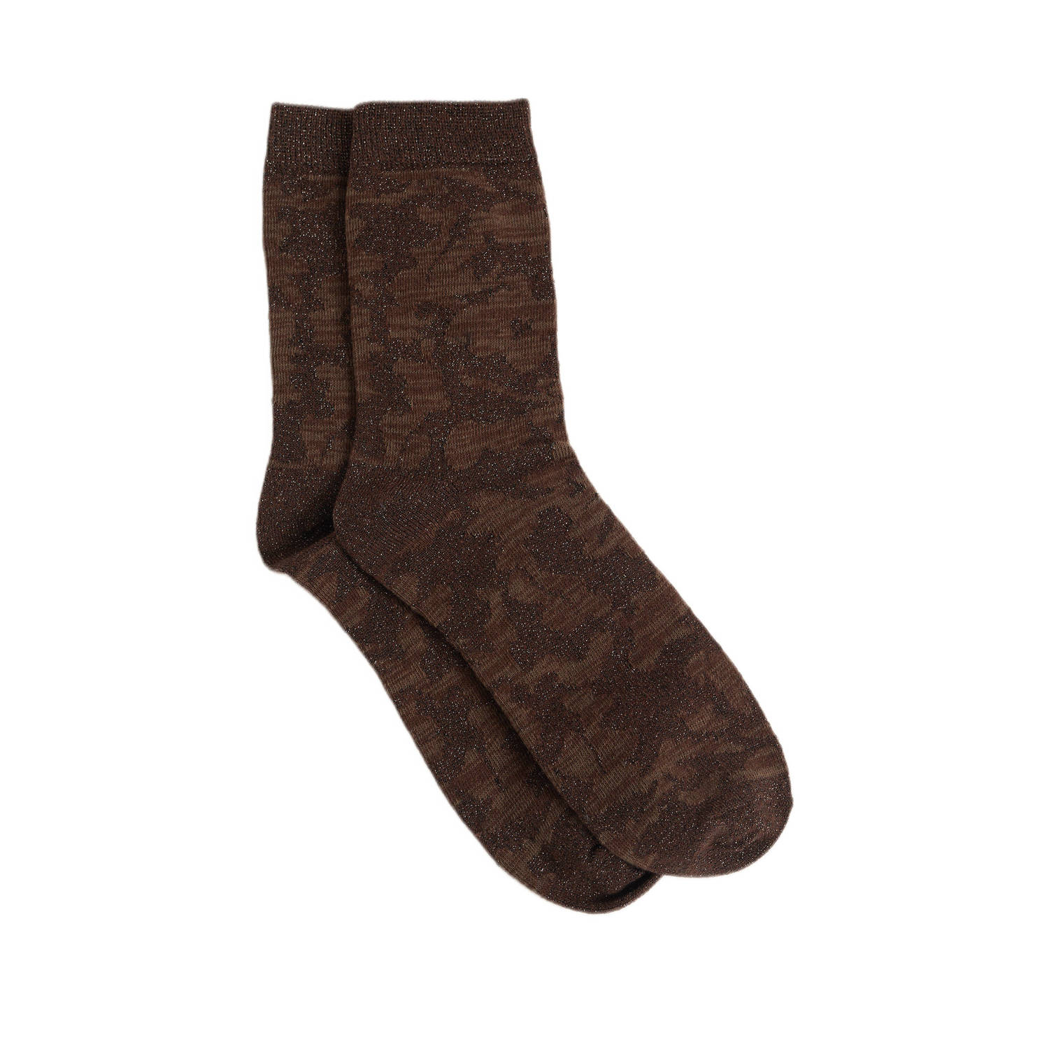 WE Fashion lurex sokken bruin