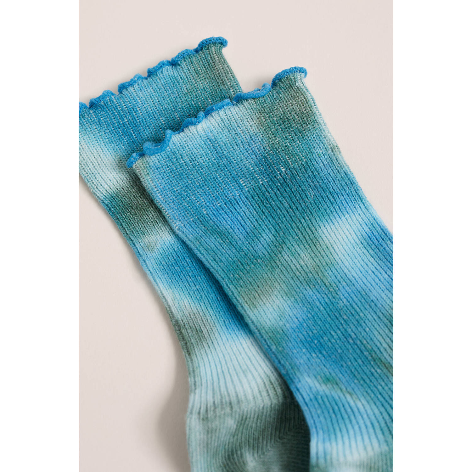 WE Fashion sokken met tie-dye blauw