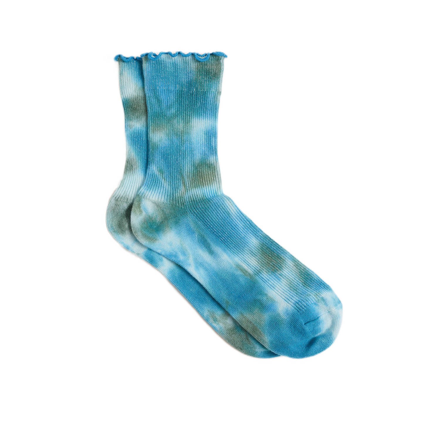 WE Fashion sokken met tie-dye blauw
