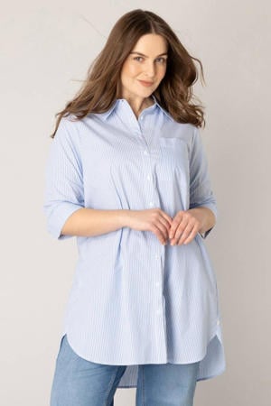 gestreepte blouse wit/lichtblauw