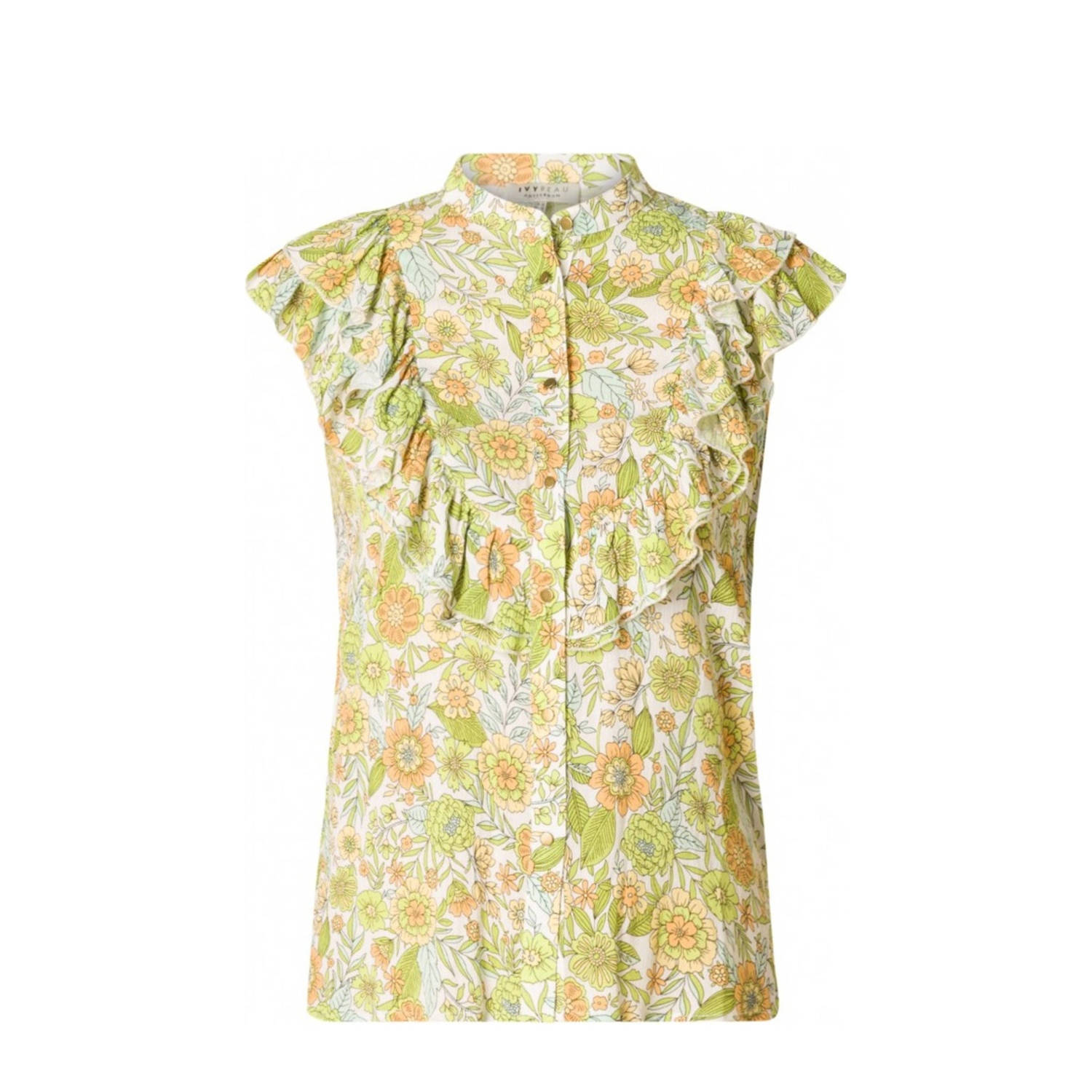 Ivy Beau gebloemde blouse Malina groen multi