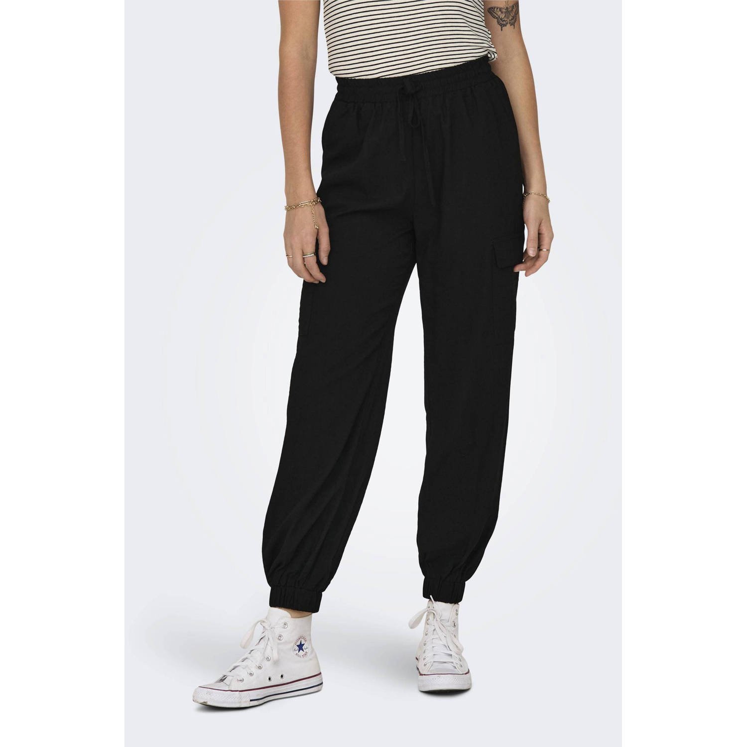 ONLY high waist regular fit cargobroek ONLKATINKA zwart