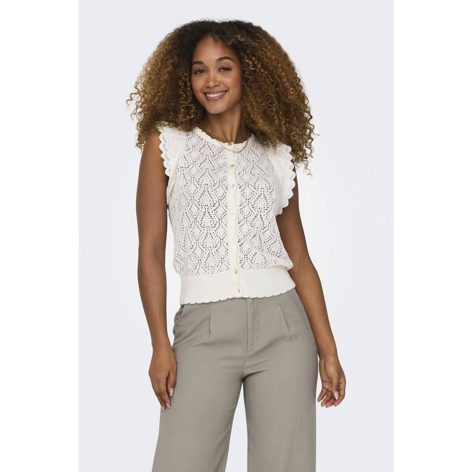 Only U-Neck Cardigan Cloud Dancer Freewear White Dames