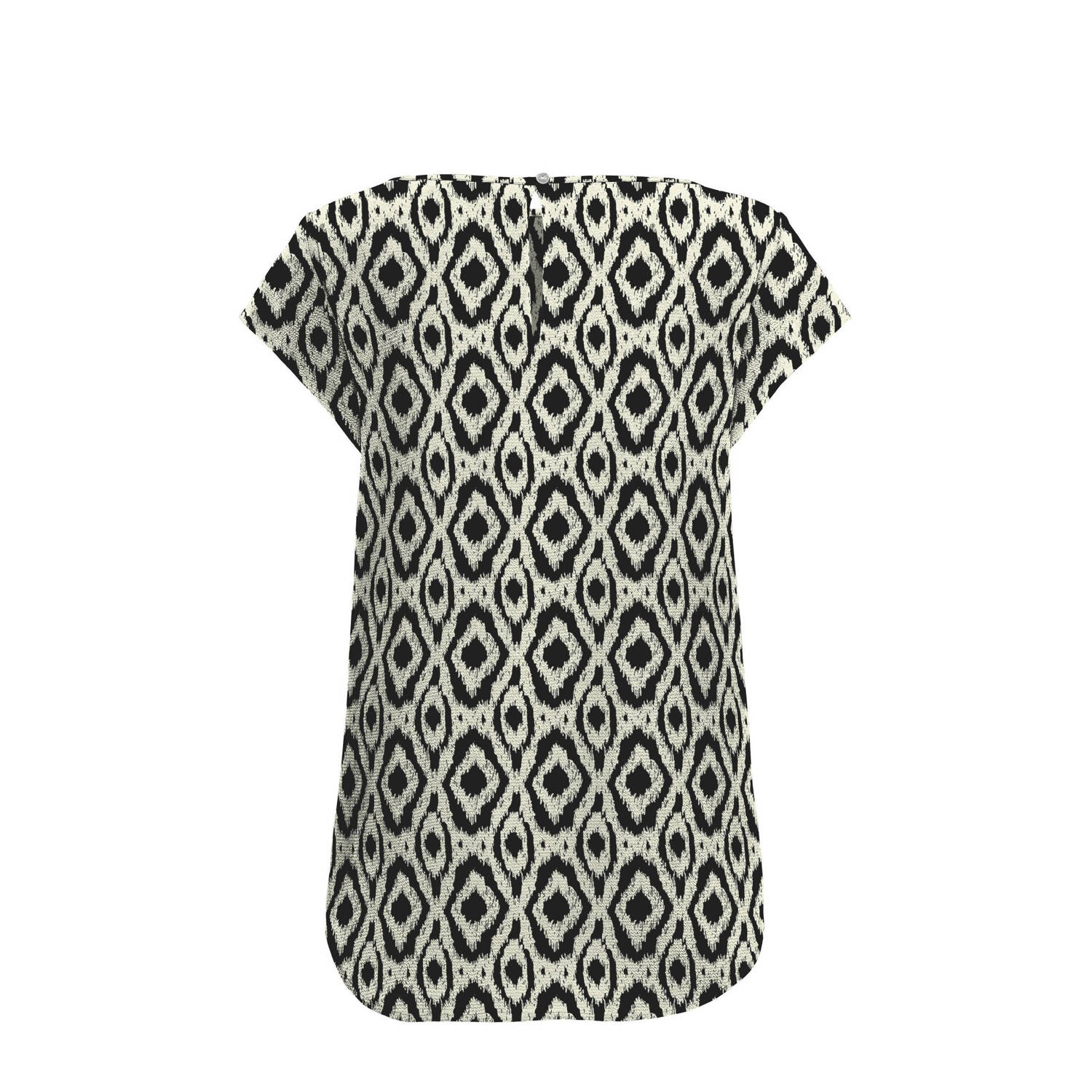ONLY blousetop ONLNOVA met all over print en open detail ecru zwart