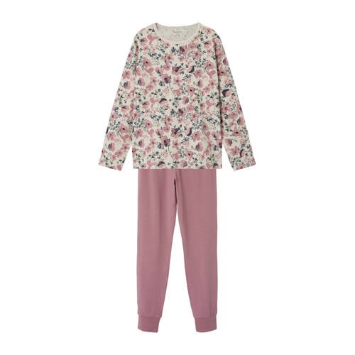 NAME IT KIDS gebloemde pyjama roze/ecru/multi afbeelding