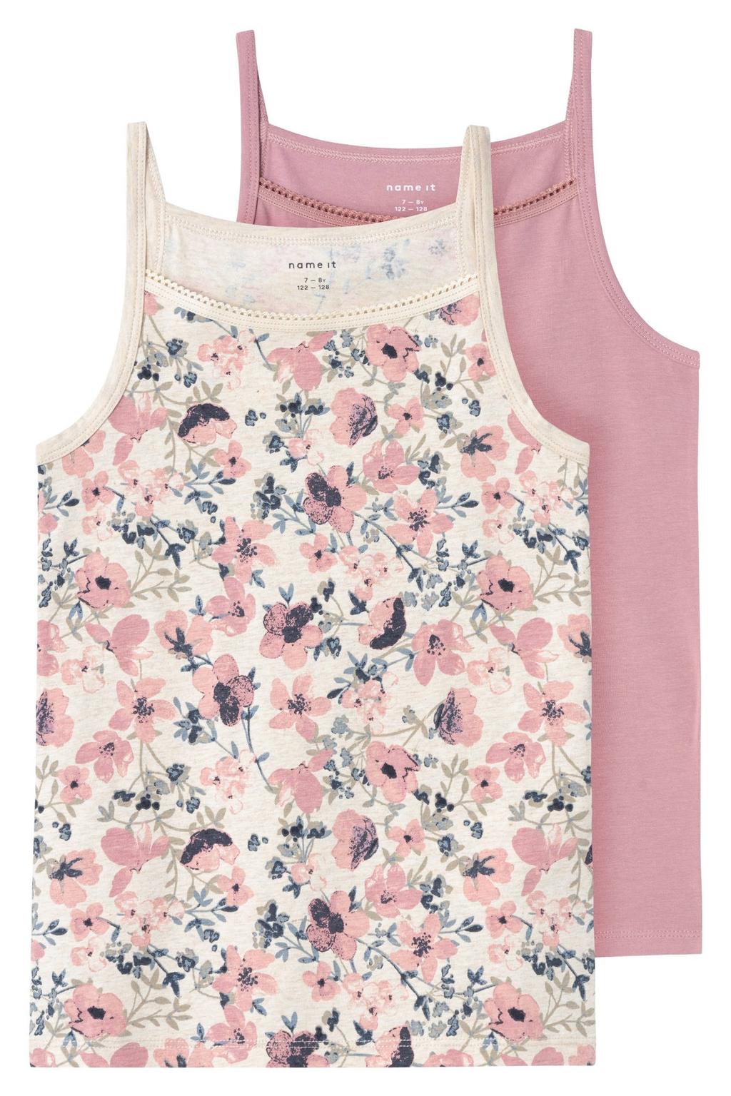 NAME IT KIDS singlet - roze/ecru (set van 2)
