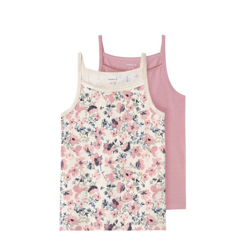 NAME IT KIDS singlet - set van 2 roze/ecru afbeelding