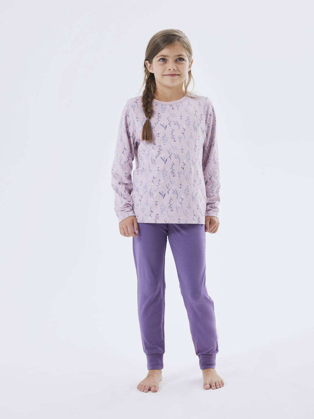 gebloemde pyjama paars/lila