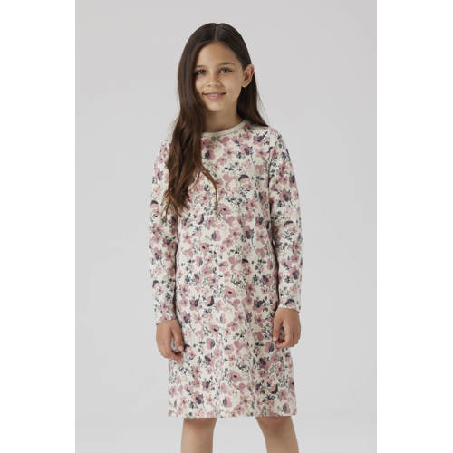 NAME IT KIDS gebloemde nachthemd ecru/roze afbeelding