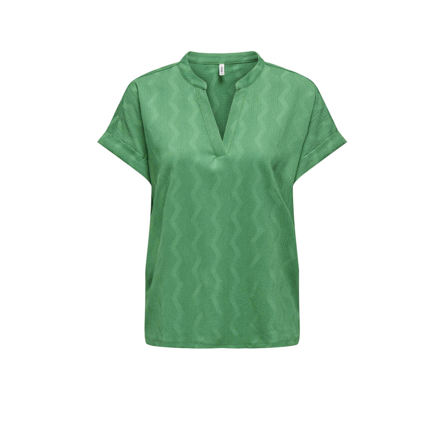 Only Korte Mouw V-hals Blouse Green Dames