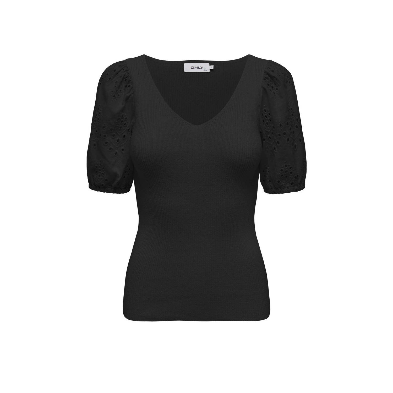 Only V-Hals Gebreide Zwarte Trui Black Dames