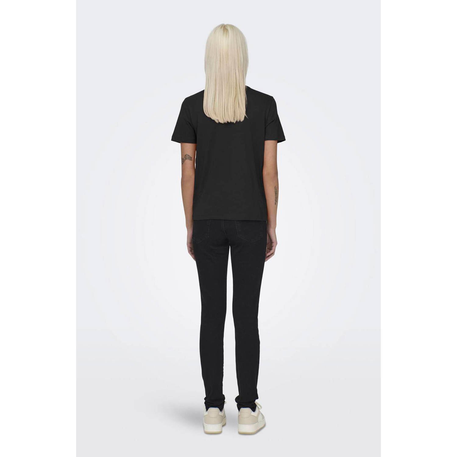 ONLY T-shirt ONLNANNA met printopdruk zwart