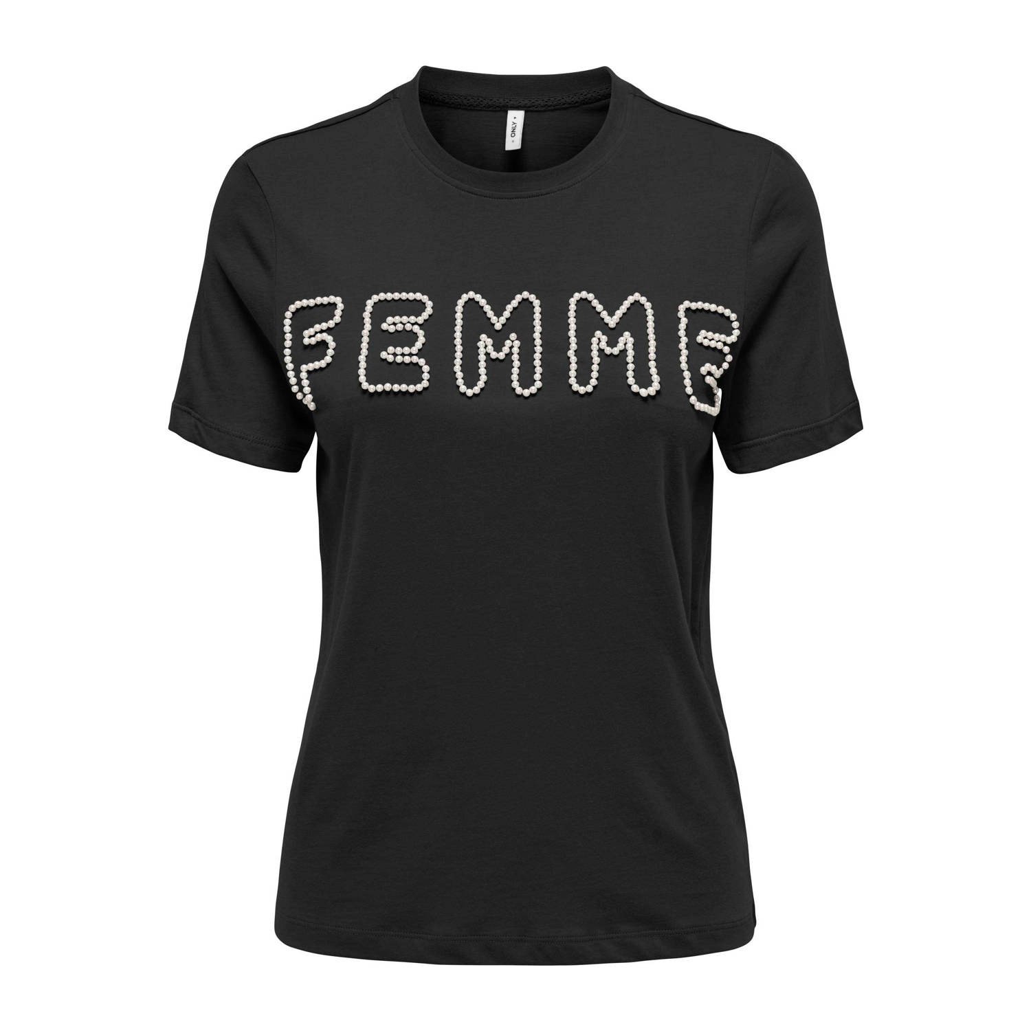 ONLY T-shirt ONLNANNA met printopdruk zwart