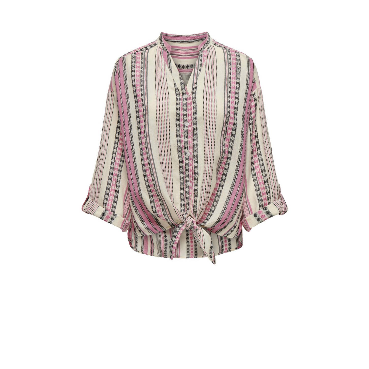 Only Louise Knoopshirt in Eggnog Roze Multicolor Dames