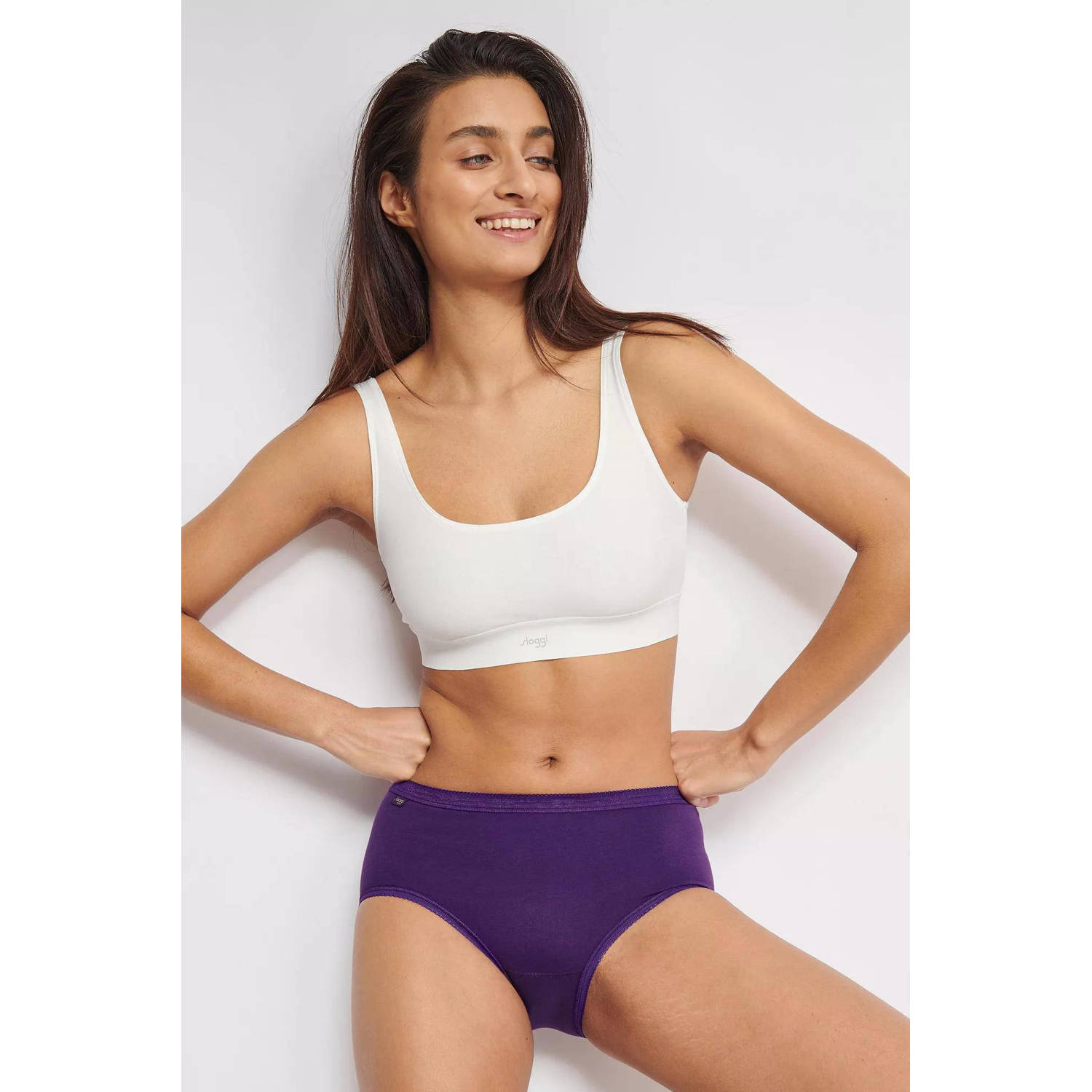Sloggi Basic+ hipster Midi (set van 4) paars beige wit grijs