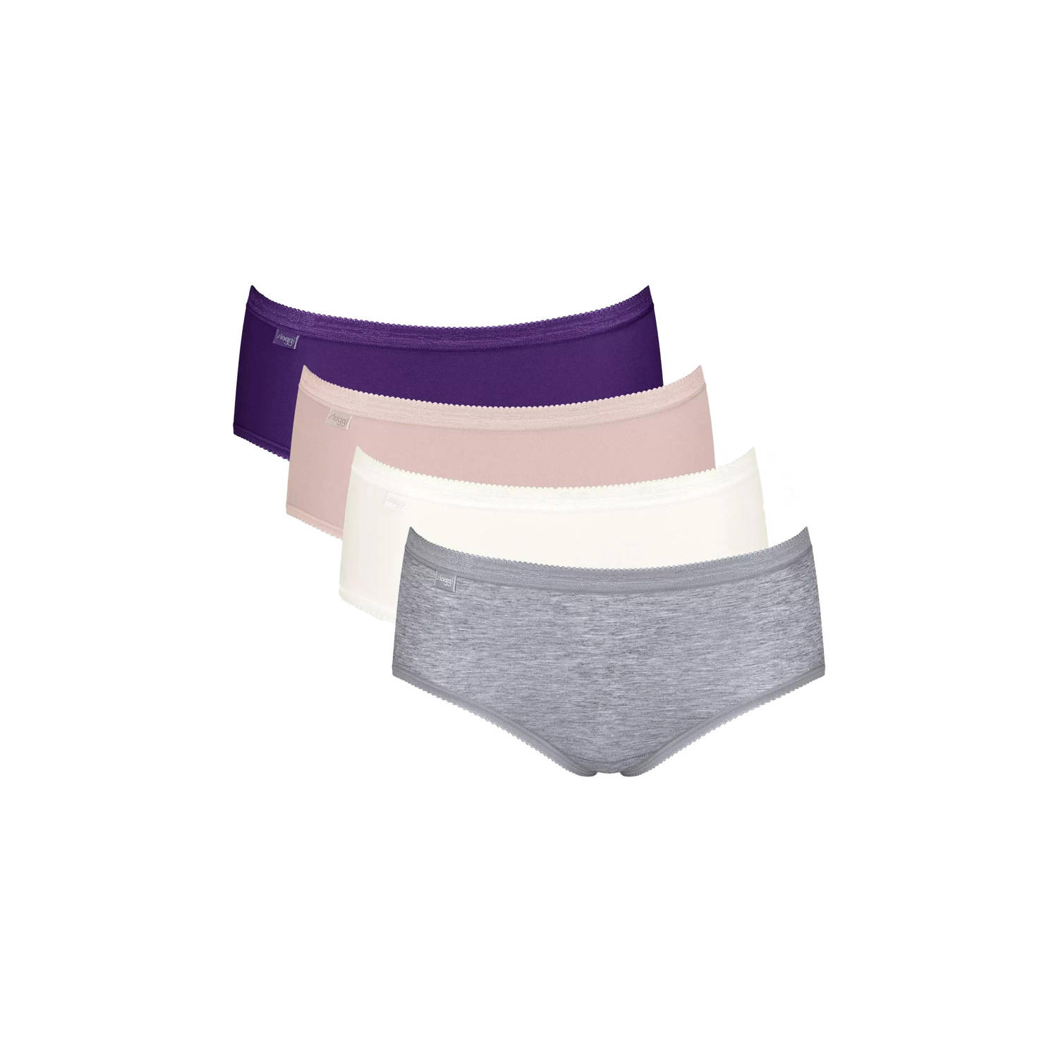Sloggi Basic+ hipster Midi (set van 4) paars beige wit grijs