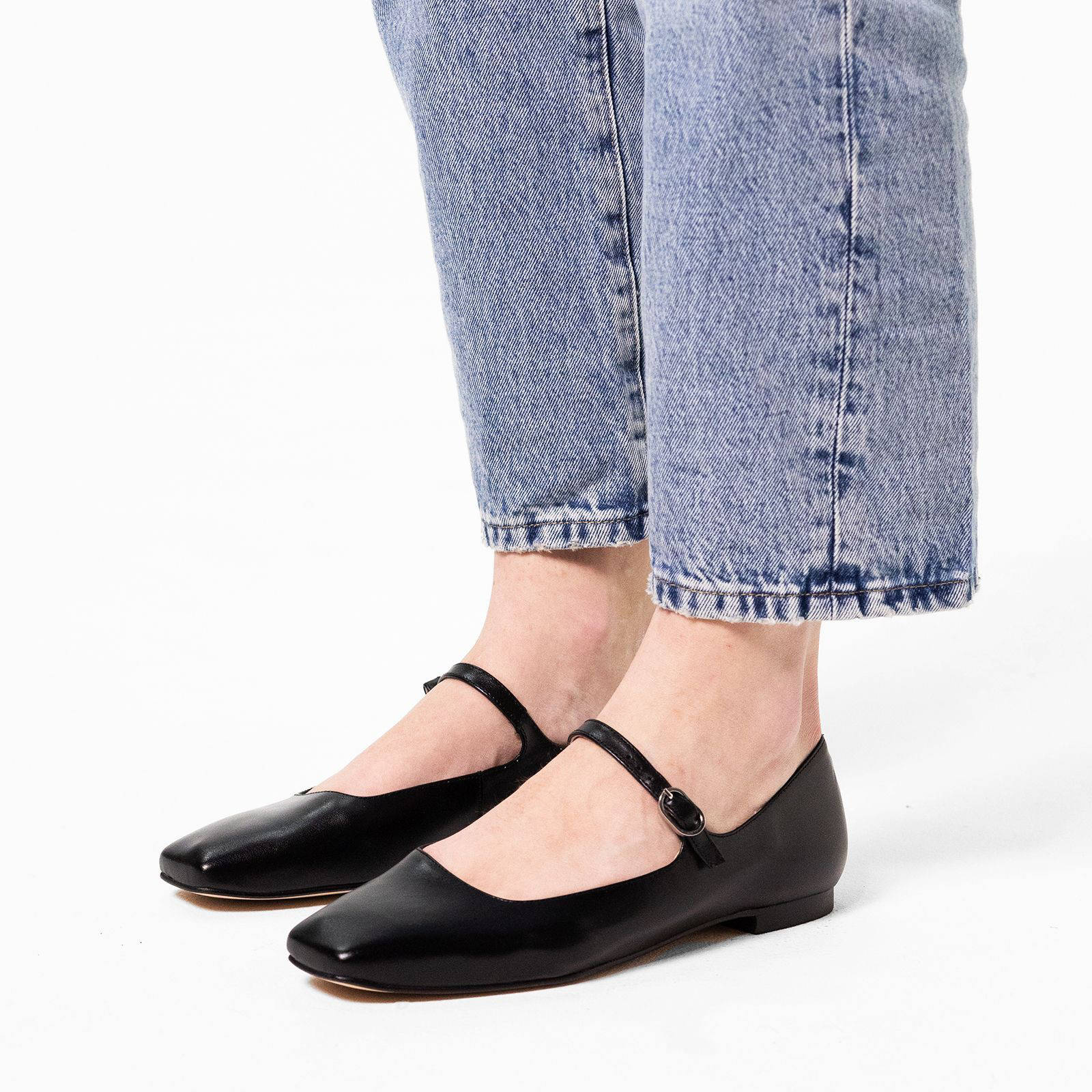 Manfield leren ballerina's zwart | wehkamp
