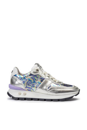 Blokki 01.17  leren sneakers zilver metallic
