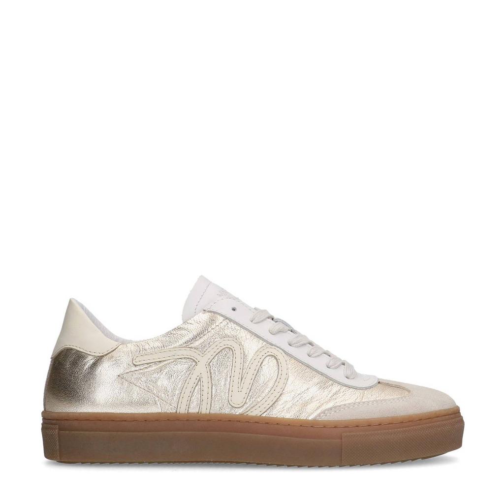 Gouden dames Manfield leren sneakers met veters
