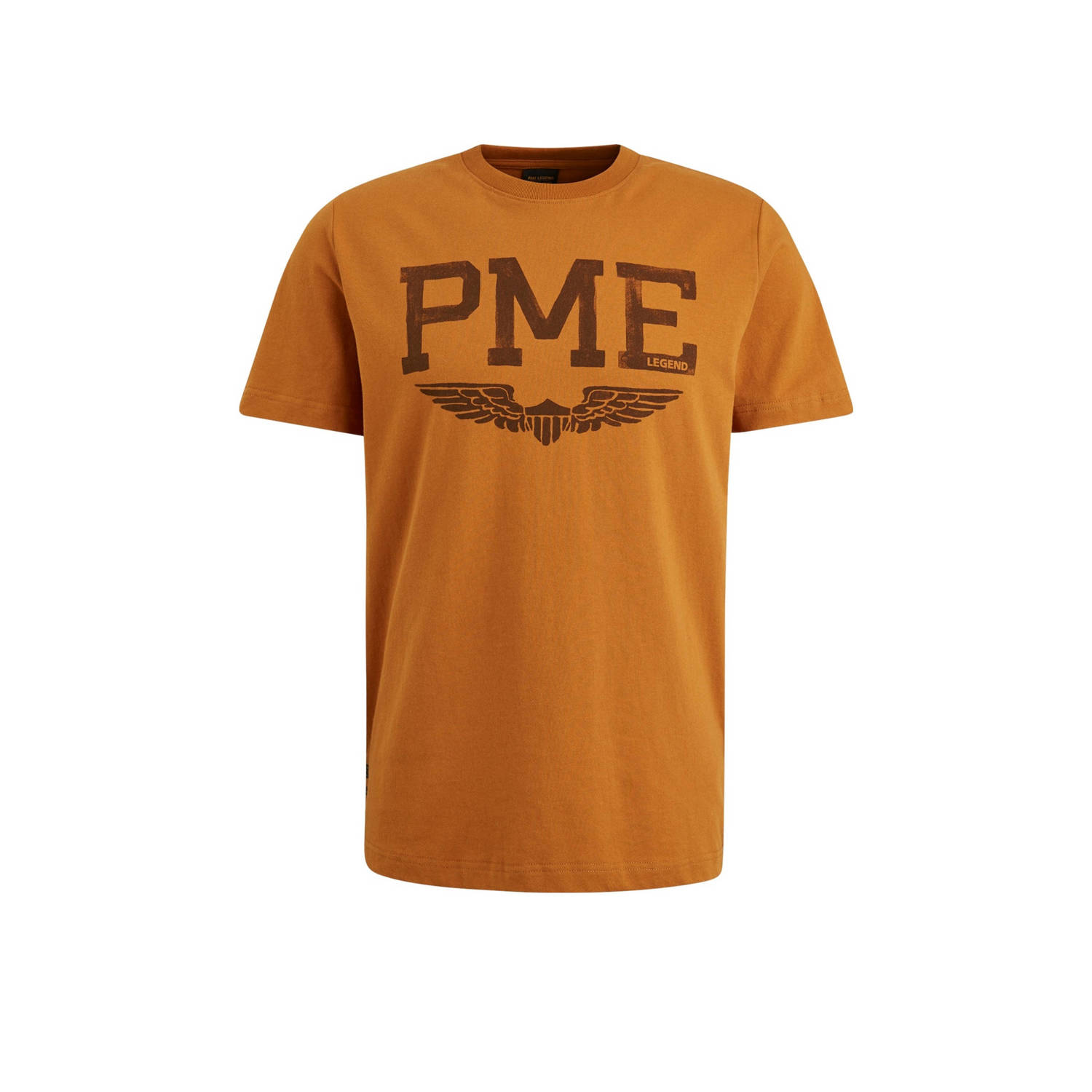 PME Legend regular fit T-shirt met printopdruk okergeel