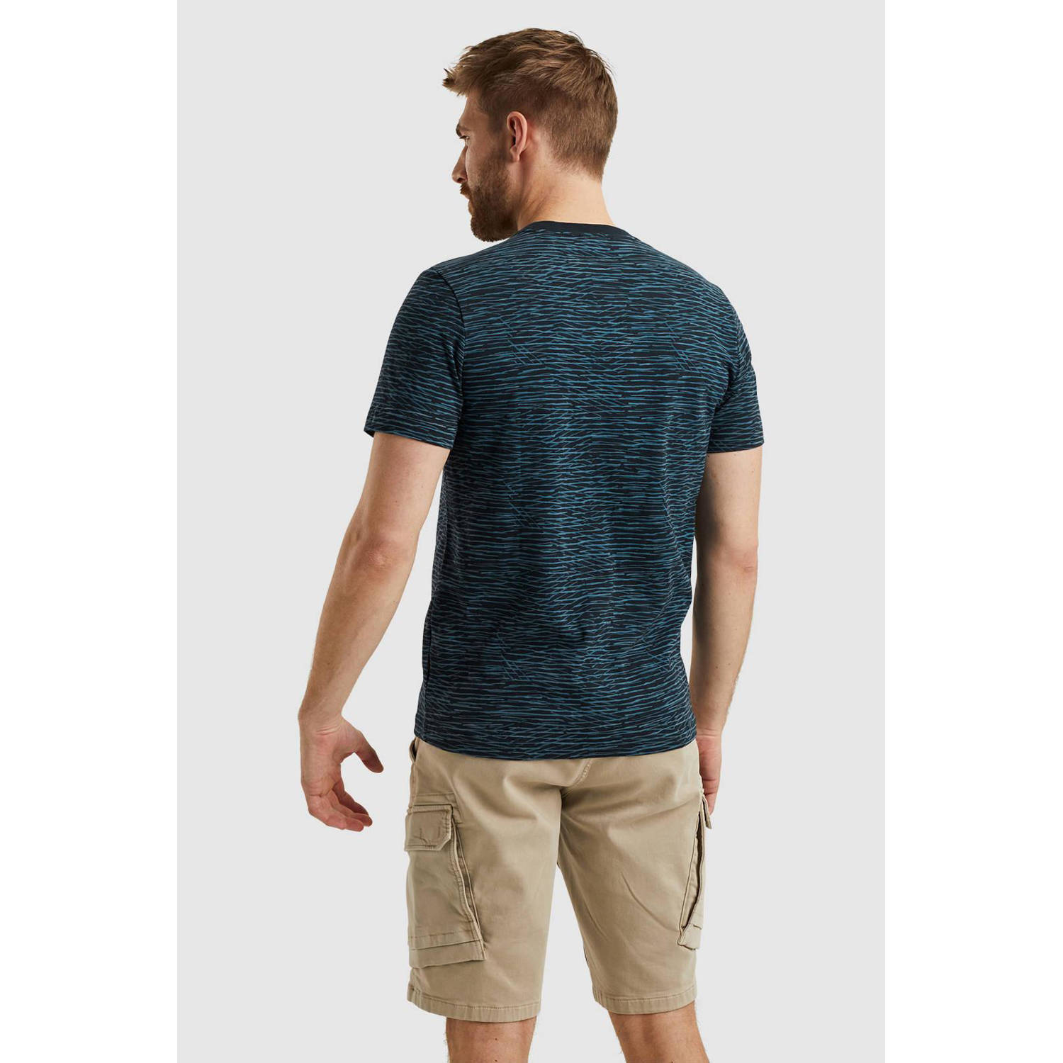 PME Legend regular fit T-shirt met all over print donkerblauw