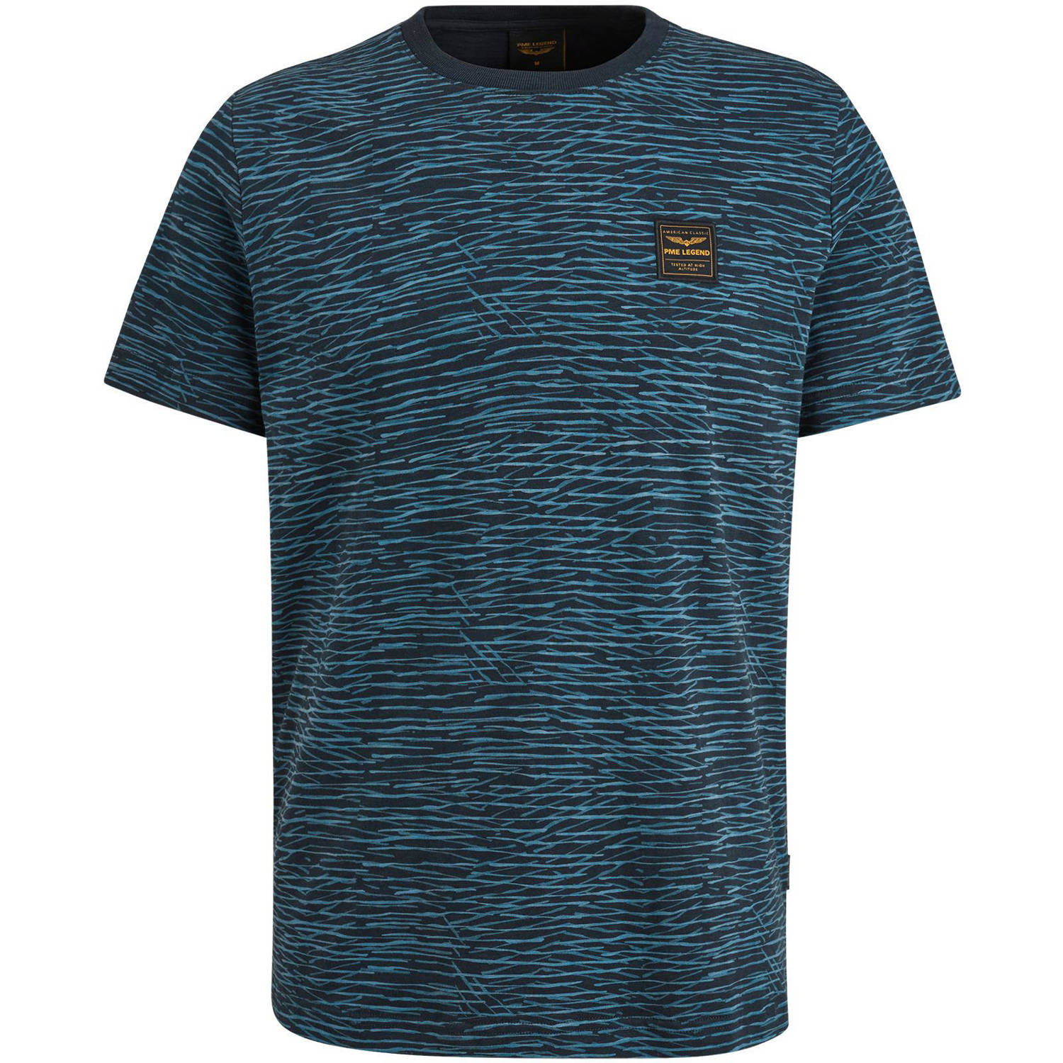 PME Legend regular fit T-shirt met all over print donkerblauw