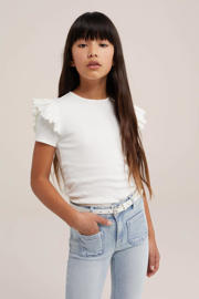 thumbnail: WE Fashion T-shirt met ruches wit