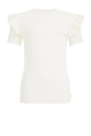 thumbnail: WE Fashion T-shirt met ruches wit