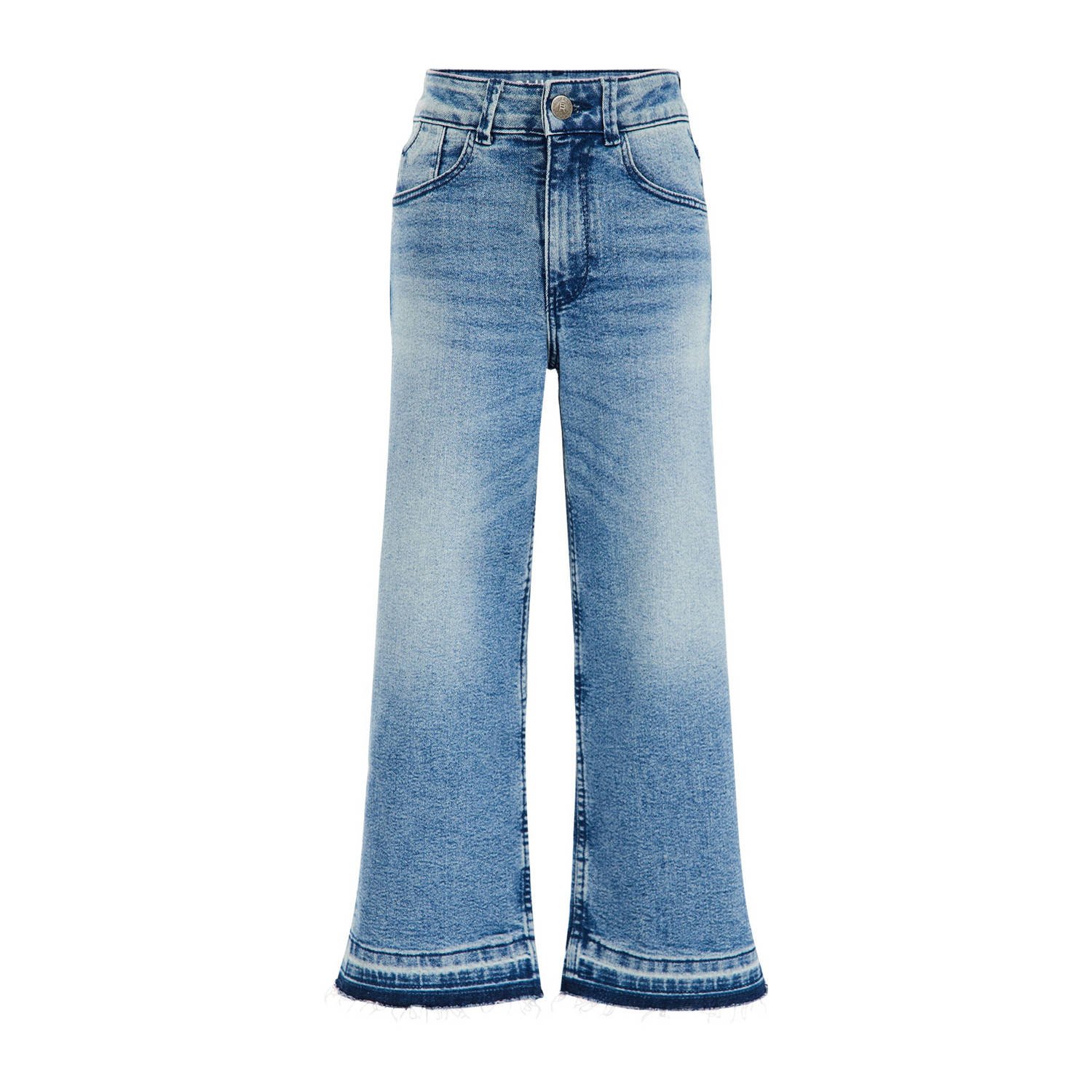 WE Fashion Blue Ridge high waist relaxed jeans medium blue denim Blauw 122