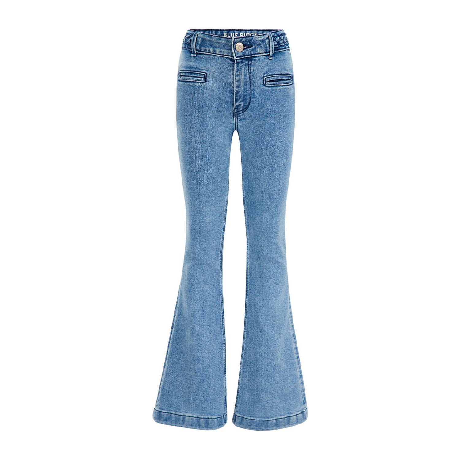 WE Fashion Blue Ridge flared jeans medium blue denim Broek Blauw Meisjes Stretchdenim 104