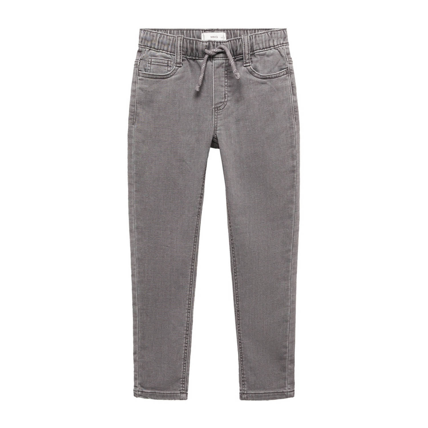 Mango Kids slim fit broek grey denim Grijs Jongens Stretchdenim Effen 128