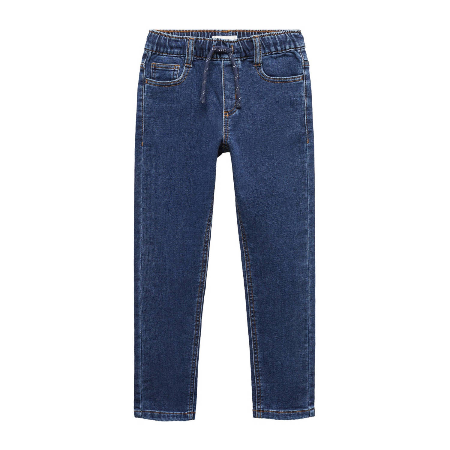 Mango Kids slim fit jeans changeant blauw Broek Jongens Stretchdenim Effen 116