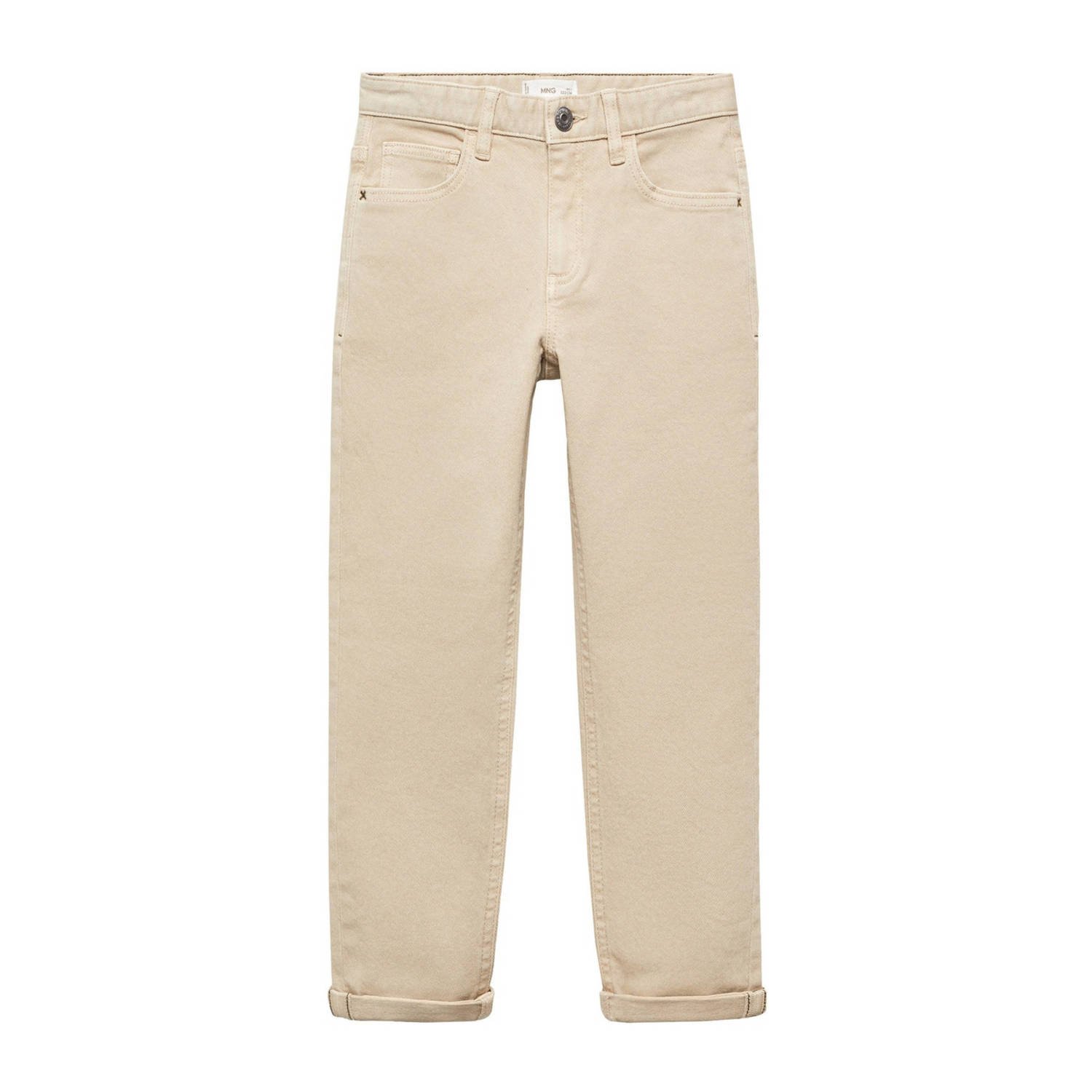 Mango Kids regular fit broek beige Jongens Stretchkatoen Effen 164