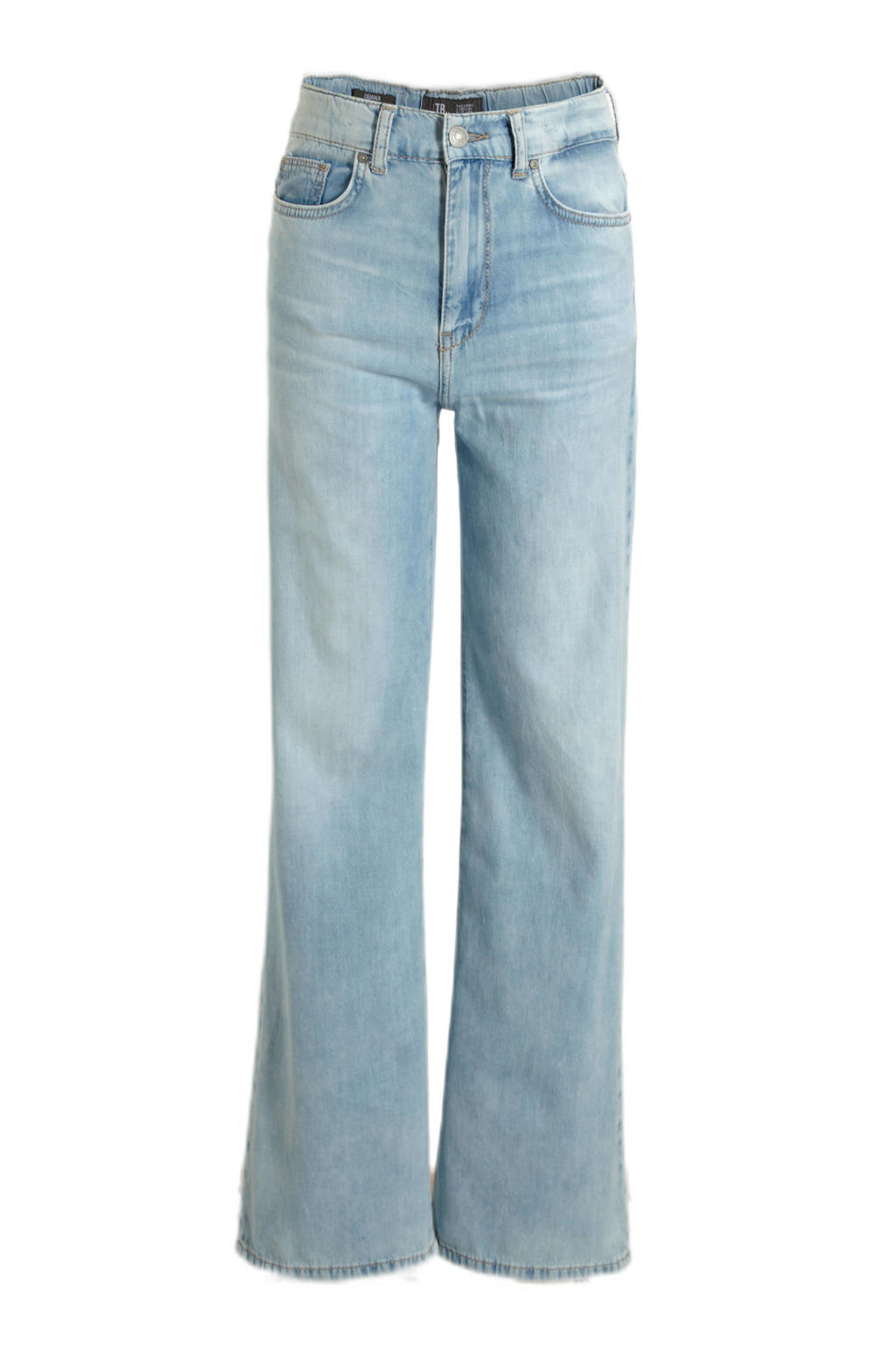 Medium blue denim meisjes LTB high waist regular fit jeans van denim met rits- en knoopsluiting en effen