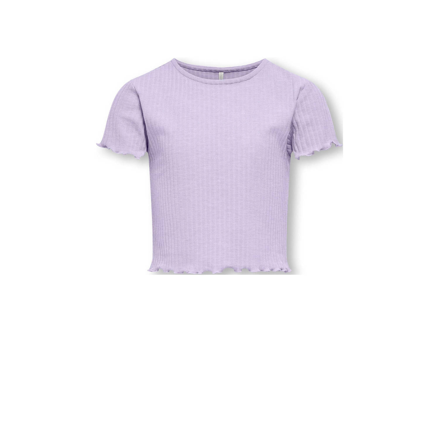 Only KIDS ribgebreid T-shirt KOGNELLA lila Paars Meisjes Polyester Ronde hals 134 140