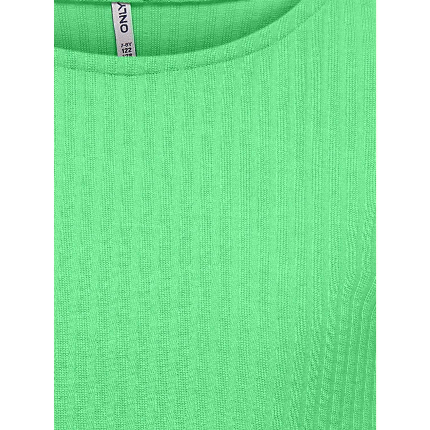 ONLY KIDS GIRL ribgebreid T-shirt KOGNELLA frisgroen