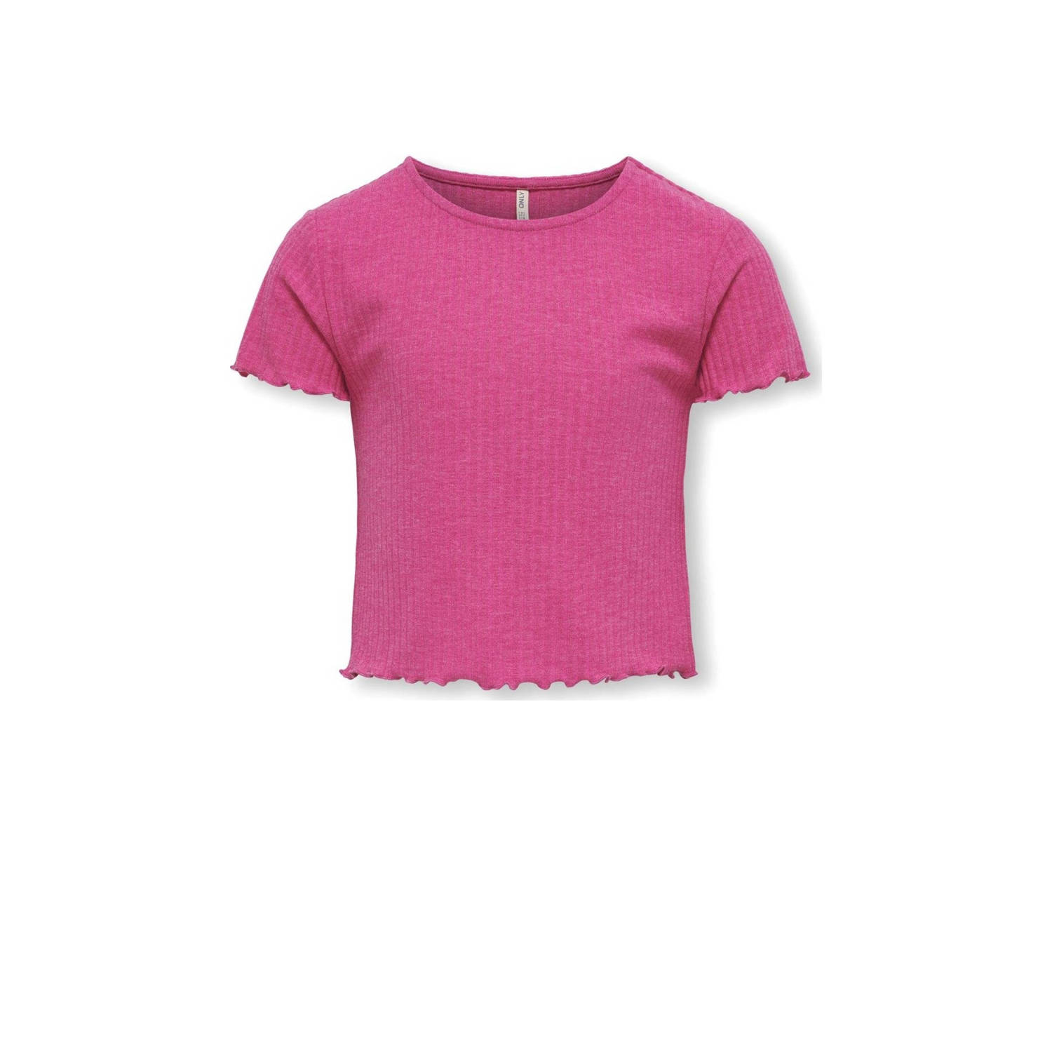 Only KIDS GIRL ribgebreid T-shirt KOGNELLA donkerroze Meisjes Polyester Ronde hals 122 128