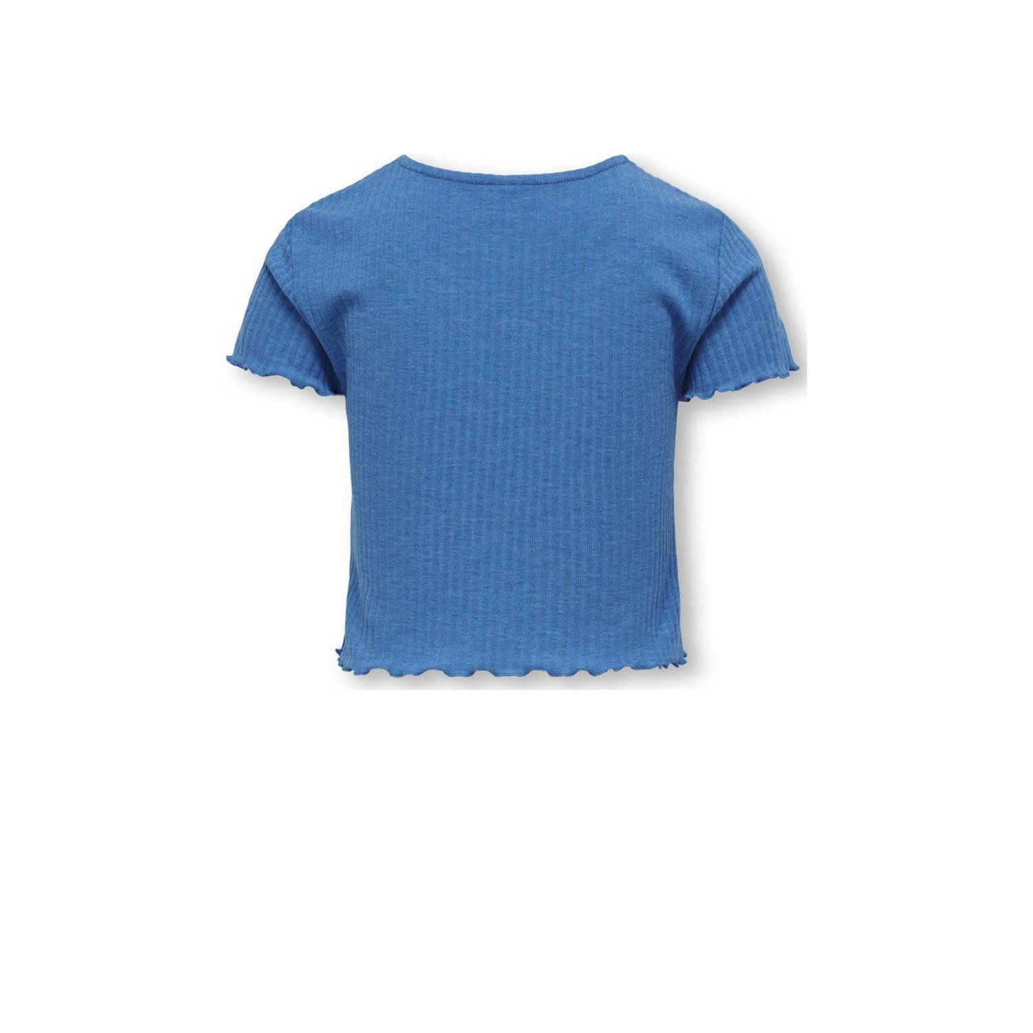 ONLY KIDS ribgebreid T-shirt KOGNELLA middenblauw