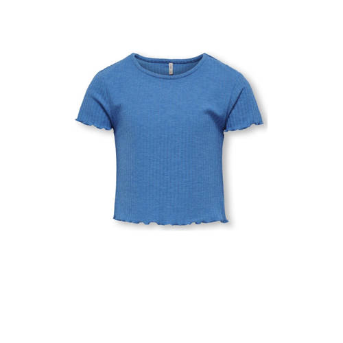 KIDS ONLY GIRL ribgebreid T-shirt KOGNELLA middenblauw afbeelding