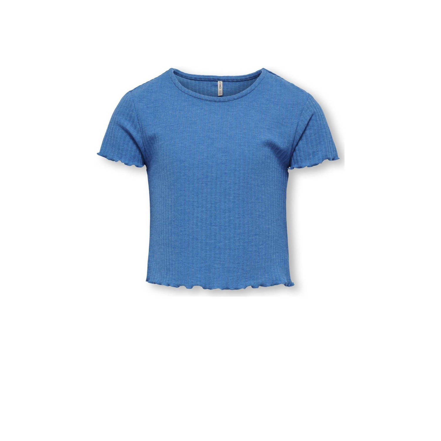 Only KIDS GIRL ribgebreid T-shirt KOGNELLA middenblauw Meisjes Polyester Ronde hals 110 116