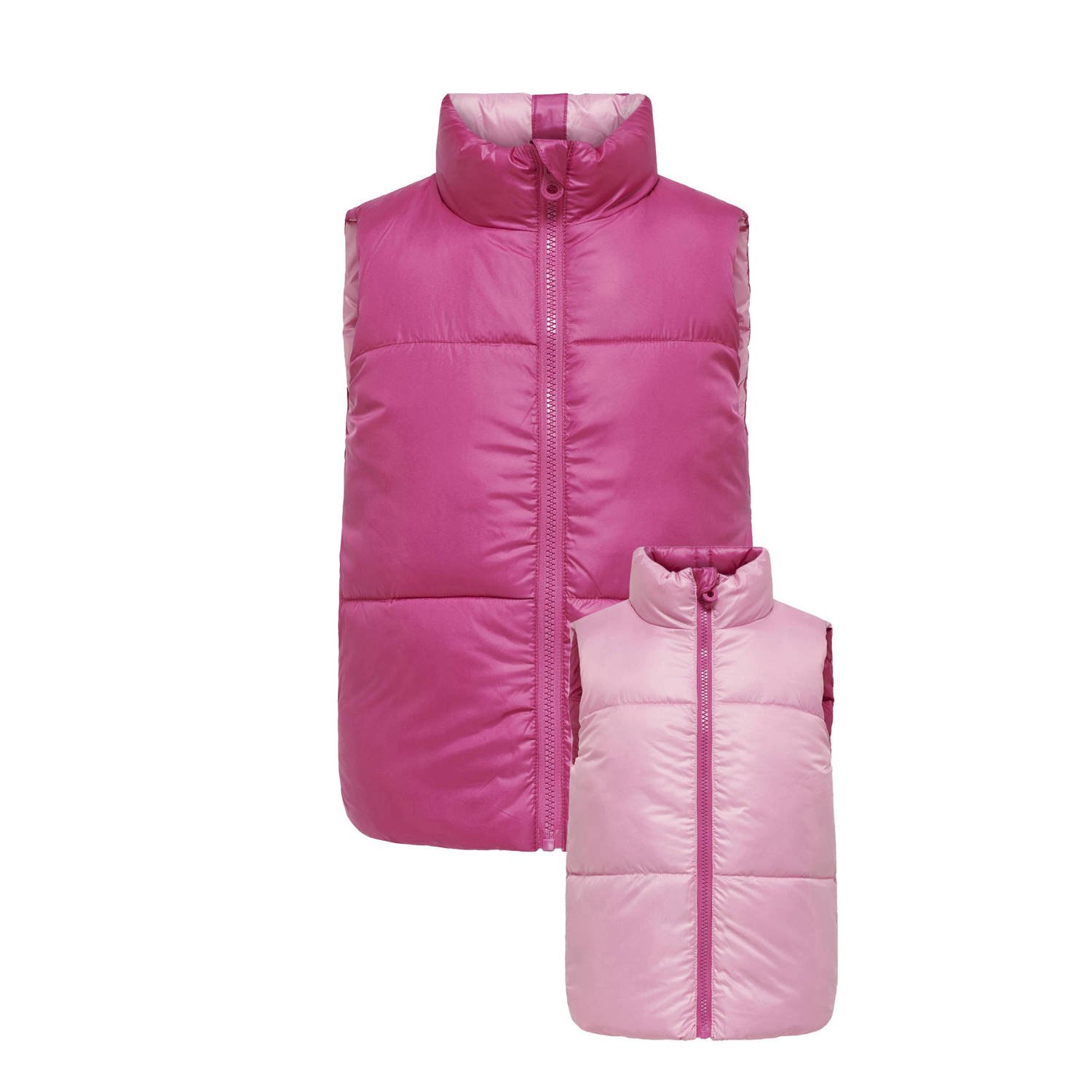 ONLY KIDS GIRL reversible bodywarmer KOGNEWRICKY roze lichtroze