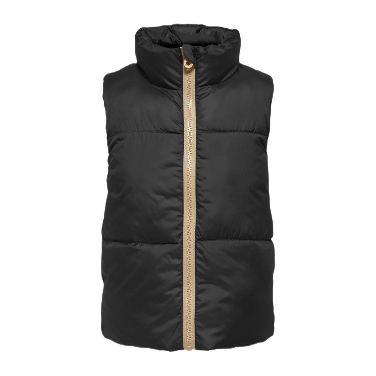 Only KIDS GIRL reversible bodywarmer KOGNEWRICKY zwart Meisjes Polyester Opstaande kraag 122