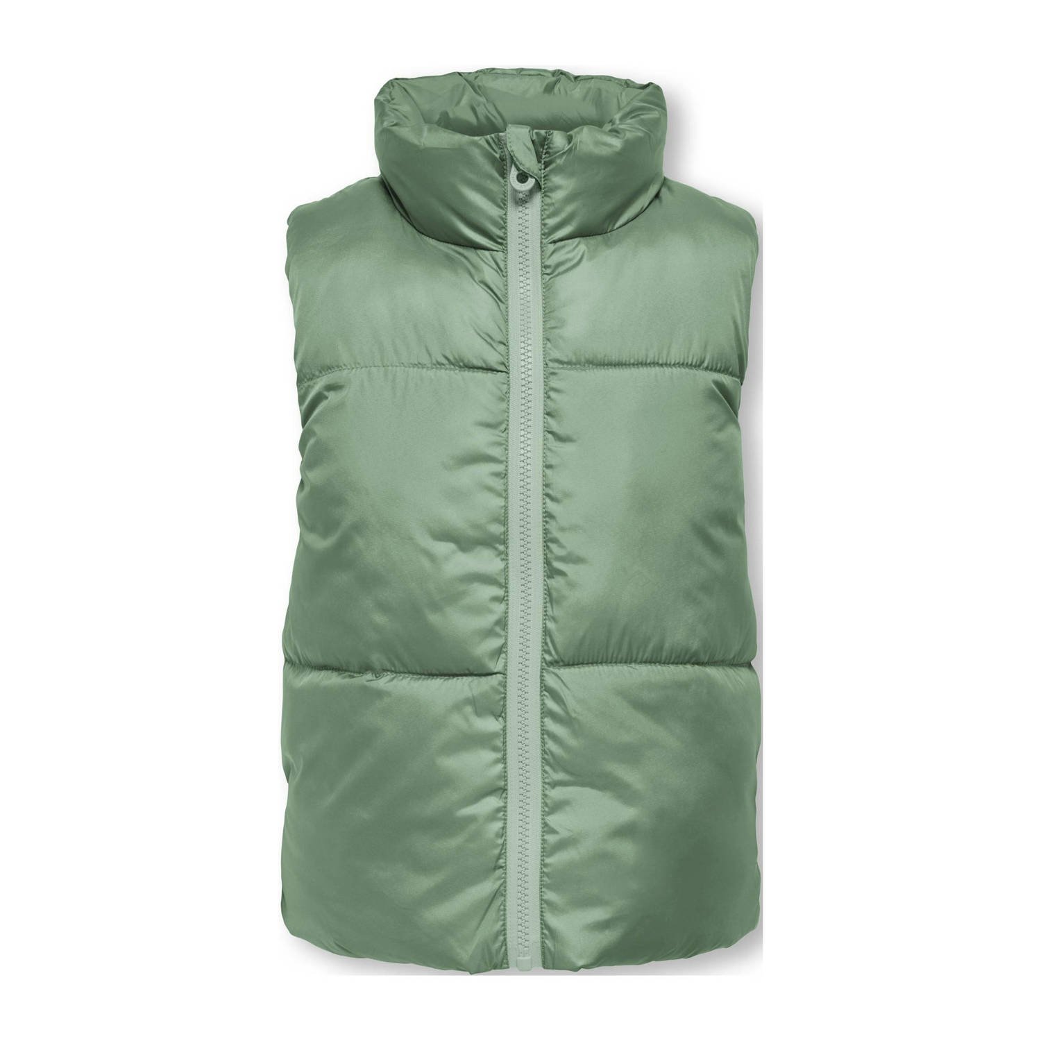 Only KIDS GIRL reversible bodywarmer KOGNEWRICKY groen lichtgroen Meisjes Polyester Opstaande kraag 128