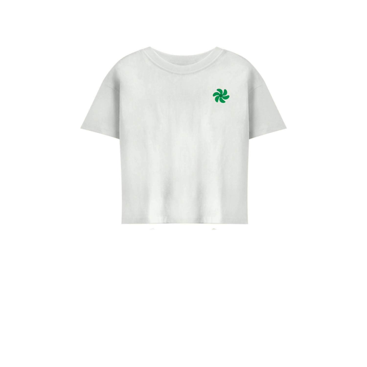 Only KIDS GIRL T-shirt KOGSUN met backprint wit zwart groen Meisjes Biologisch katoen Ronde hals 158 164