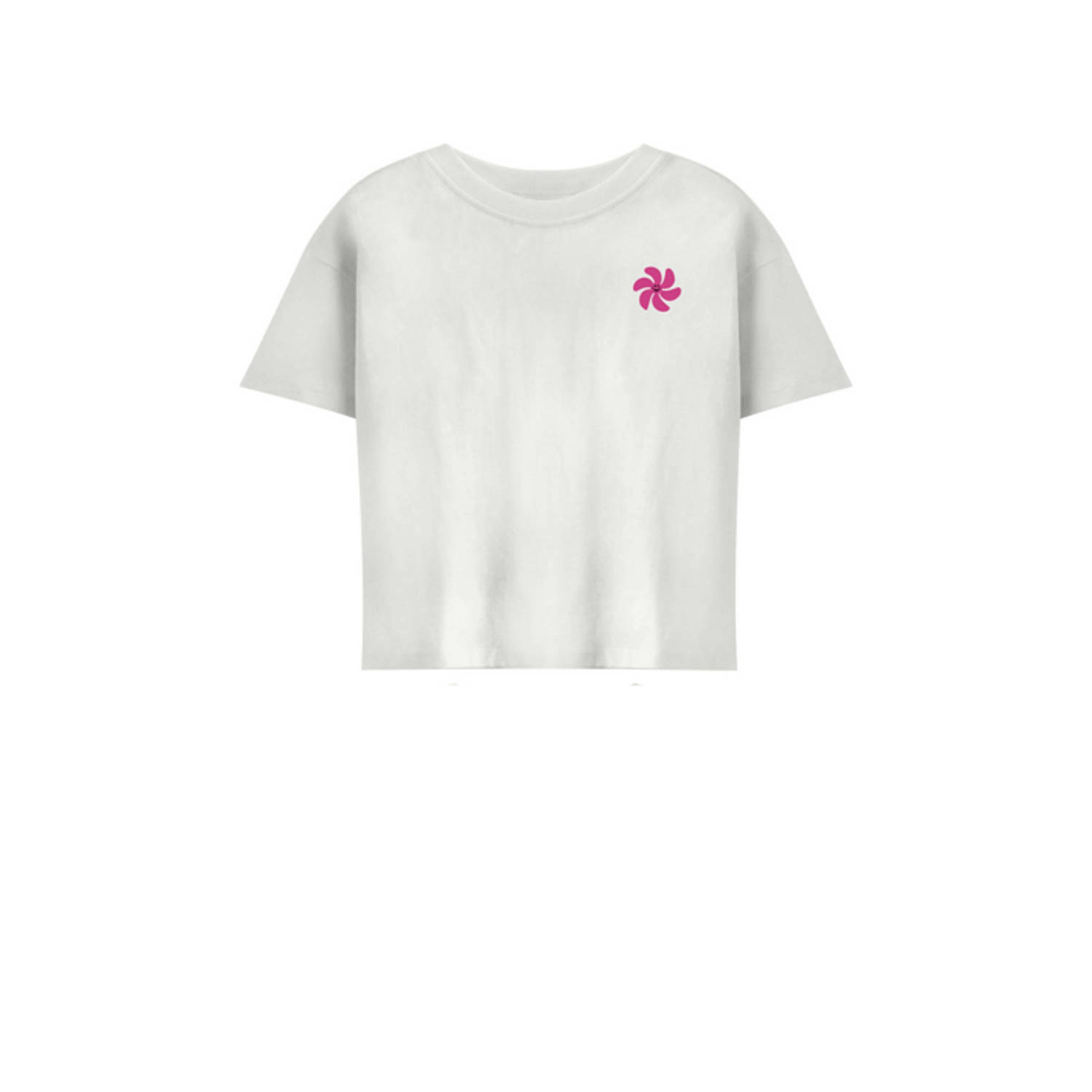 Only KIDS GIRL T-shirt KOGSUN met backprint wit zwart fuchsia Meisjes Biologisch katoen Ronde hals 122 128
