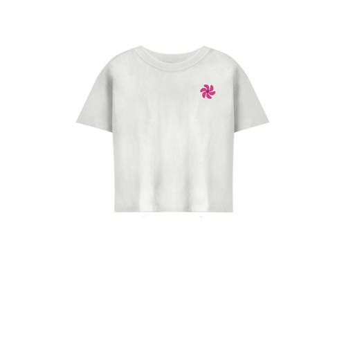 KIDS ONLY GIRL T-shirt KOGSUN met backprint wit/zwart/fuchsia