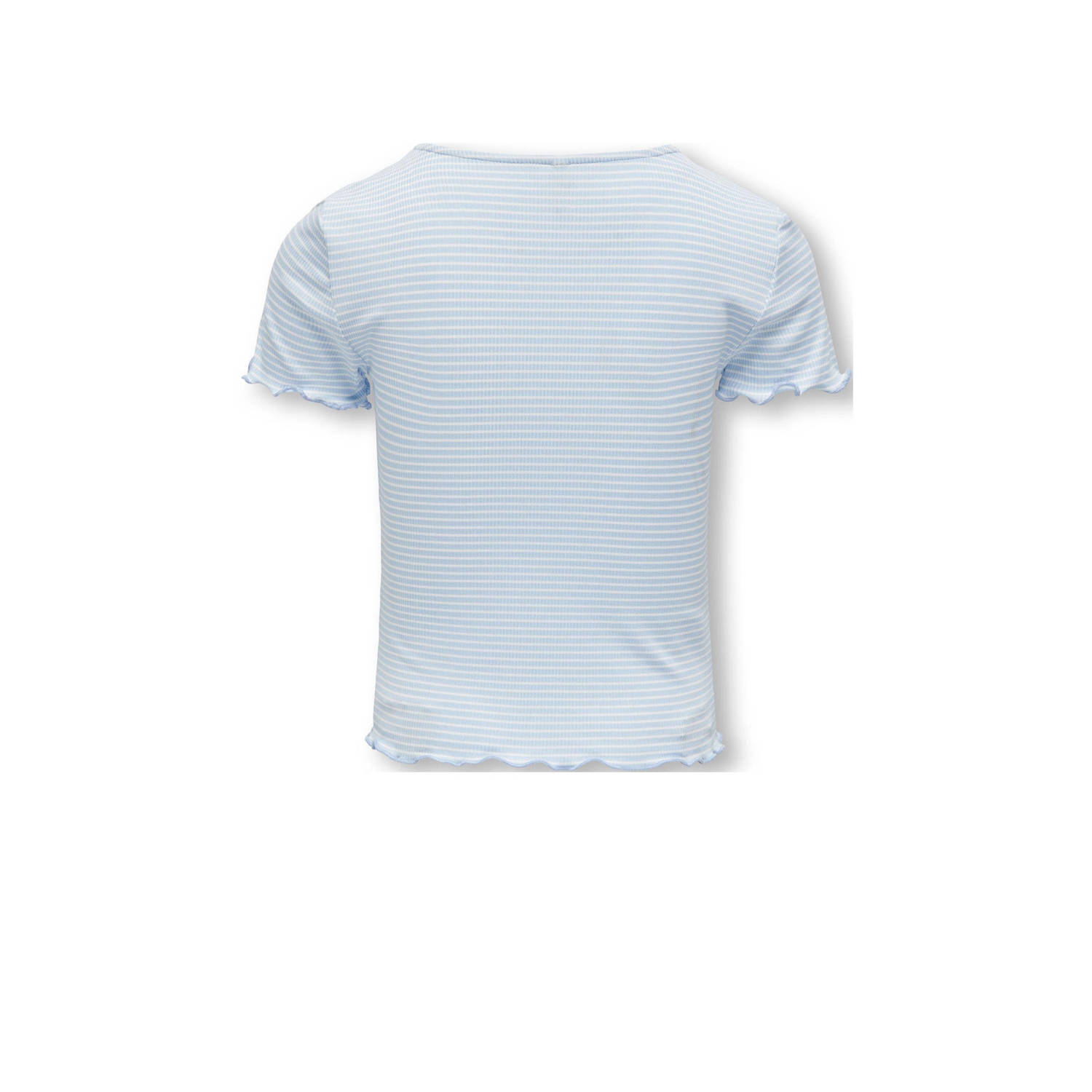 ONLY KIDS GIRL gestreept ribgebreid T-shirt KOGWILMA LIFE lichtblauw wit