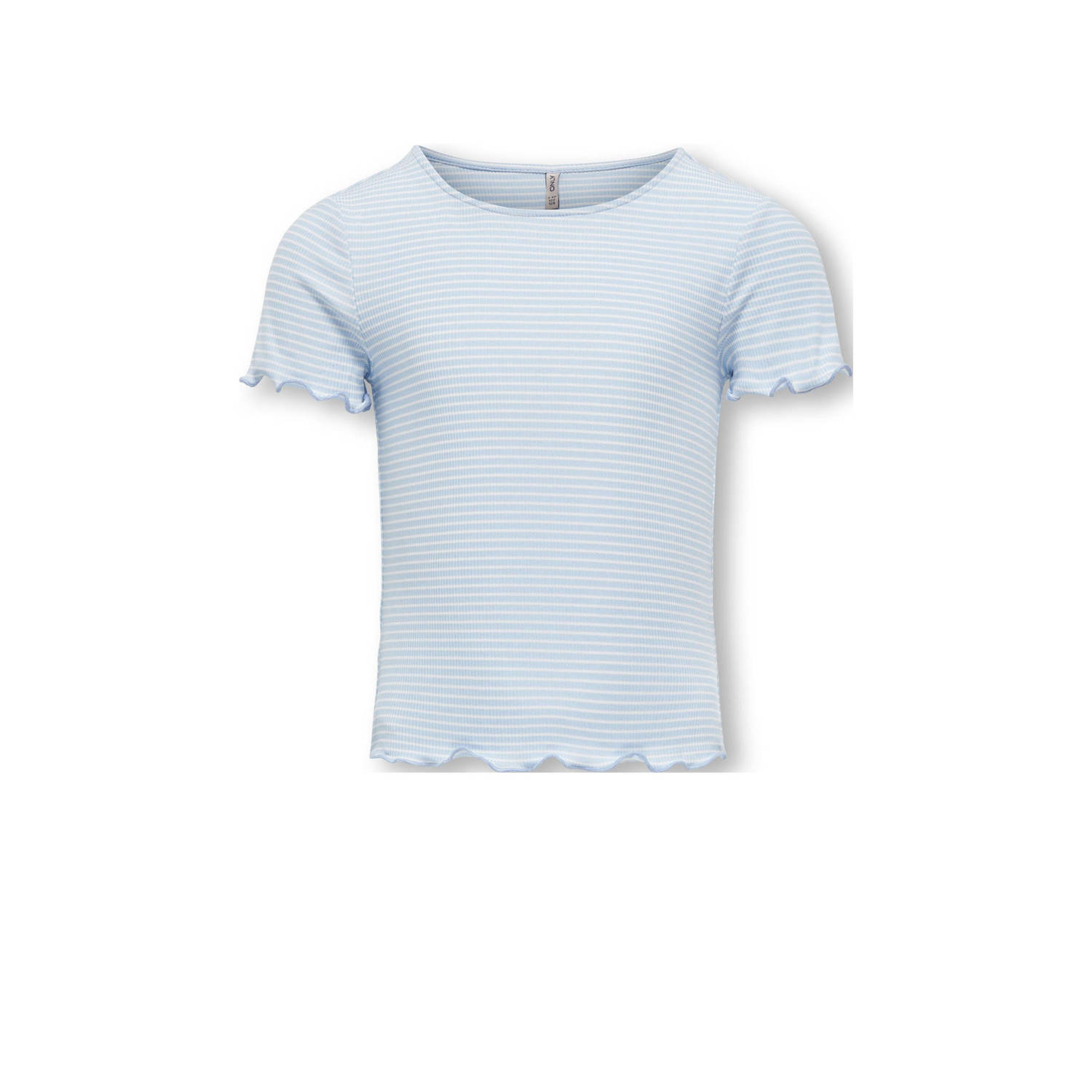 Only KIDS GIRL gestreept ribgebreid T-shirt KOGWILMA LIFE lichtblauw wit Meisjes Polyester Ronde hals 134 140