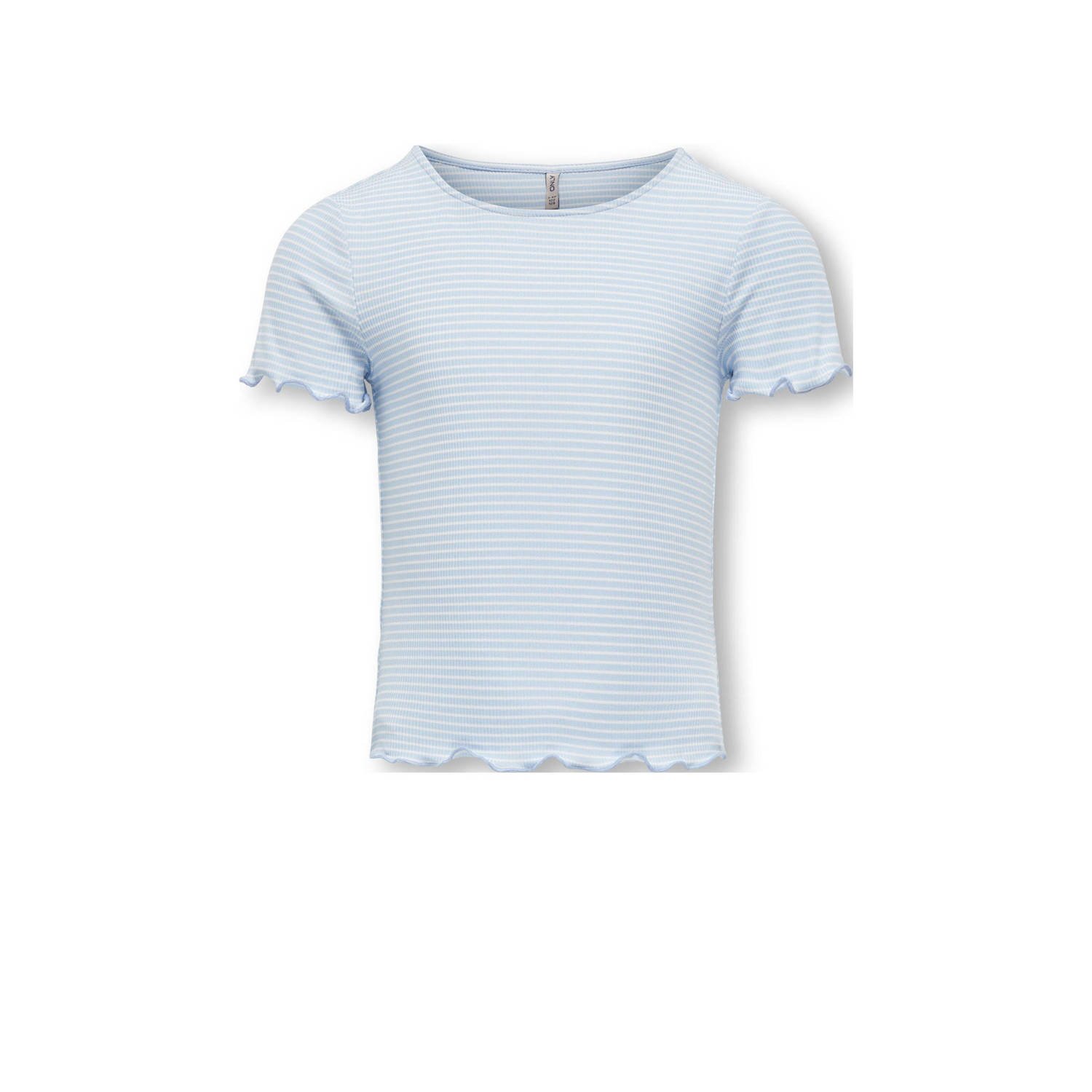 Only KIDS GIRL gestreept ribgebreid T-shirt KOGWILMA LIFE lichtblauw wit Meisjes Gerecycled polyester Ronde hals 134 140
